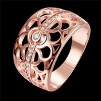 Cubic Zirconia & 18k Rose Gold-Plated Wide Arch Ring - streetregion
