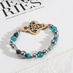 Abalone Shell & Turquoise Clover Stretch Bracelet