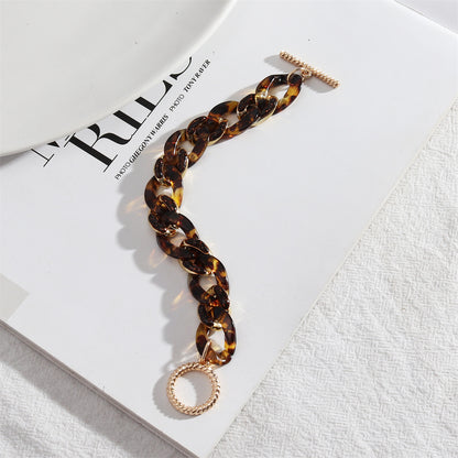 Amber and 18K Gold-Plated Curb Chain Toggle Bracelet, gold bracelet for women, botanical inspired, lifestyle look