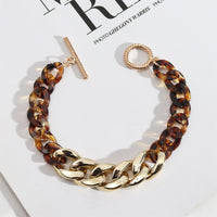 Brown Resin & 18k Gold-Plated Curb Chain Bracelet