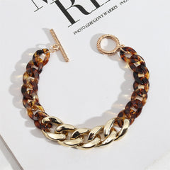 Brown Resin & 18K Gold-Plated Curb Chain Bracelet