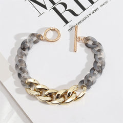 Gray Resin & 18K Gold-Plated Curb Chain Bracelet