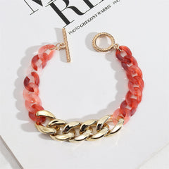 Light Red Resin & 18K Gold-Plated Chain Link Bracelet