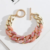 Pink Resin & 18k Gold-Plated Curb Chain Bracelet