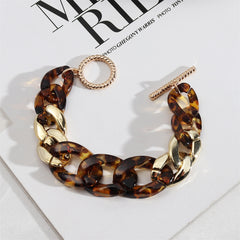 Amber & 18K Gold-Plated Tortoise Curb Chain Bracelet