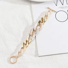 Cream Resin & 18K Gold-Plated Curb Chain Toggle Bracelet