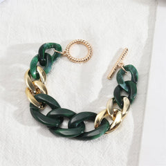 Green Resin & 18K Gold-Plated Tortoise Curb Chain Bracelet
