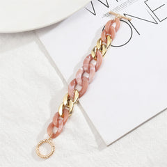Pink Resin & 18K Gold-Plated Curb Chain Toggle Bracelet