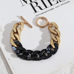 Black Resin & 18K Gold-Plated Curb Chain Toggle Bracelet