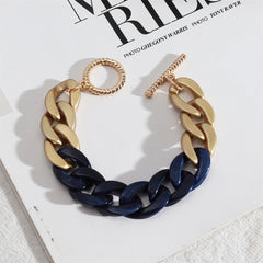 Dark Blue Resin & 18K Gold-Plated Curb Chain Toggle Bracelet