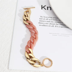 Pink Resin & 18K Gold-Plated Curb Chain Toggle Bracelet