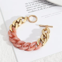 Pink Resin & 18K Gold-Plated Curb Chain Toggle Bracelet