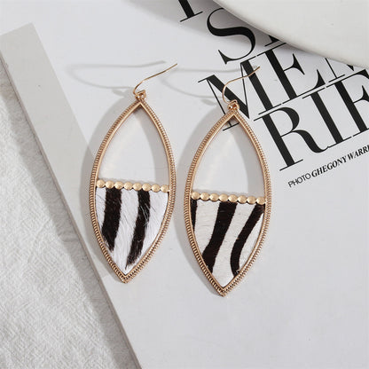 Brown Polystyrene and 18K Gold-Plated Zebra-Print Drop Earrings, gold drop earrings for women, side view