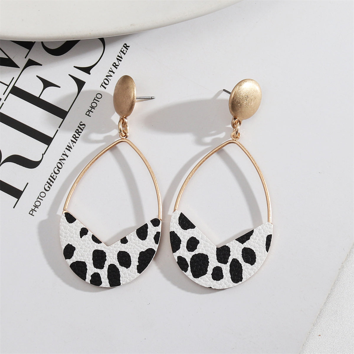 Black Polystyrene & 18K Gold-Plated Drop Earrings