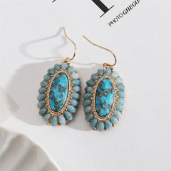 Blue Resin & Turquoise 18K Gold-Plated Oval Drop Earrings