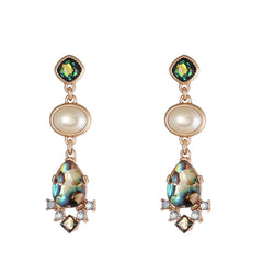 Pearl & Abalone Shell 18K Gold-Plated Drop Earrings