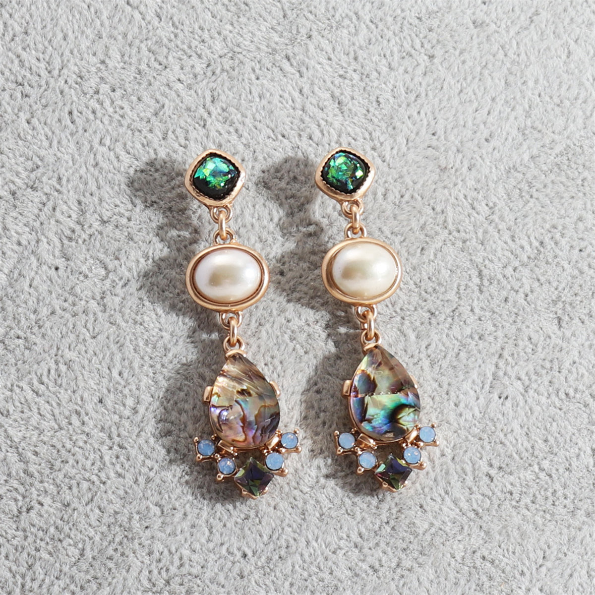 Pearl & Abalone Shell 18K Gold-Plated Drop Earrings
