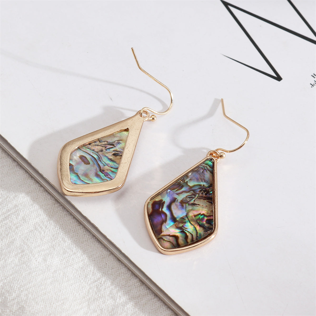 Abalone Shell & 18K Gold-Plated Geometric Drop Earrings