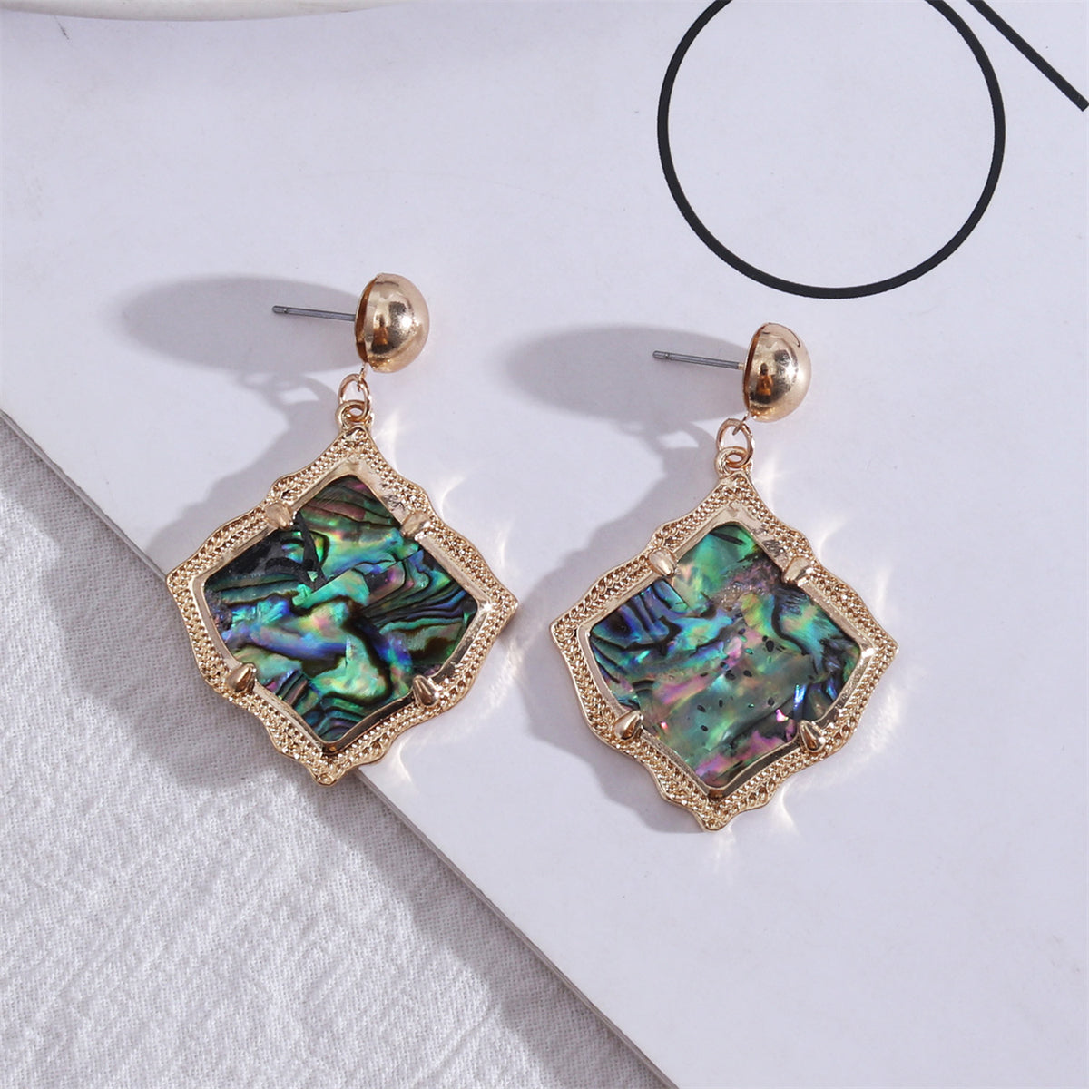 Abalone Shell & 18K Gold-Plated Rhombus Drop Earrings