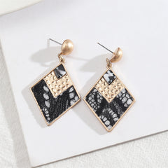 Black Polystyrene & 18K Gold-Plated Leopard Rhombus Drop Earrings