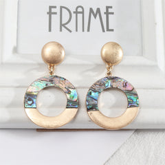 Abalone Shell & 18K Gold-Plated Patchwork Circle Drop Earrings