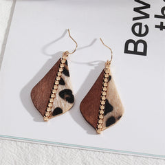 Light Coffee Wood & 18K Gold-Plated Leopard-Print Drop Earrings