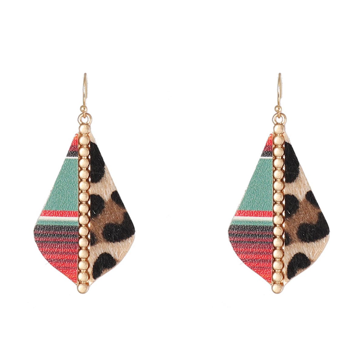 Red Polyurethane & 18K Gold-Plated Leopard-Print Patchwork Drop Earrings