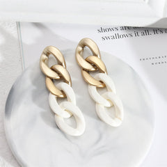White Acrylic & 18K Gold-Plated Curb Chain Drop Earrings