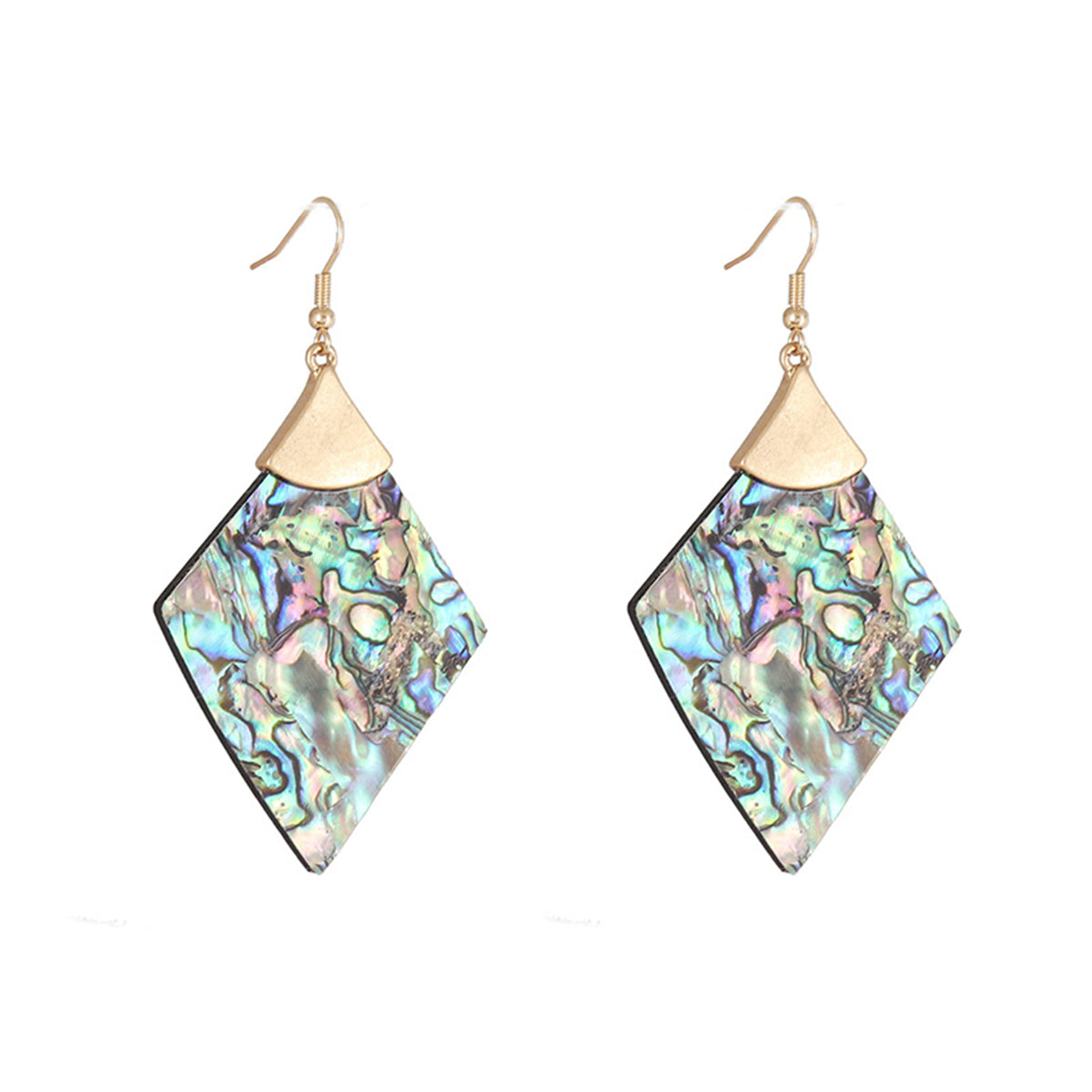 Abalone Shell & 18K Gold-Plated Rhombus Drop Earrings