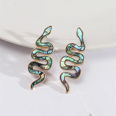 Abalone Shell & 18K Gold-Plated Snake Drop Earrings