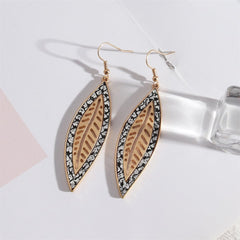 White Polyurethane & 18K Gold-Plated Snakeskin-Embossed Leaf Drop Earrings