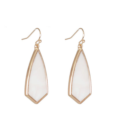 Shell and 18K Gold-Plated Drop Earrings, gold drop earrings for women, botanical inspired, front view