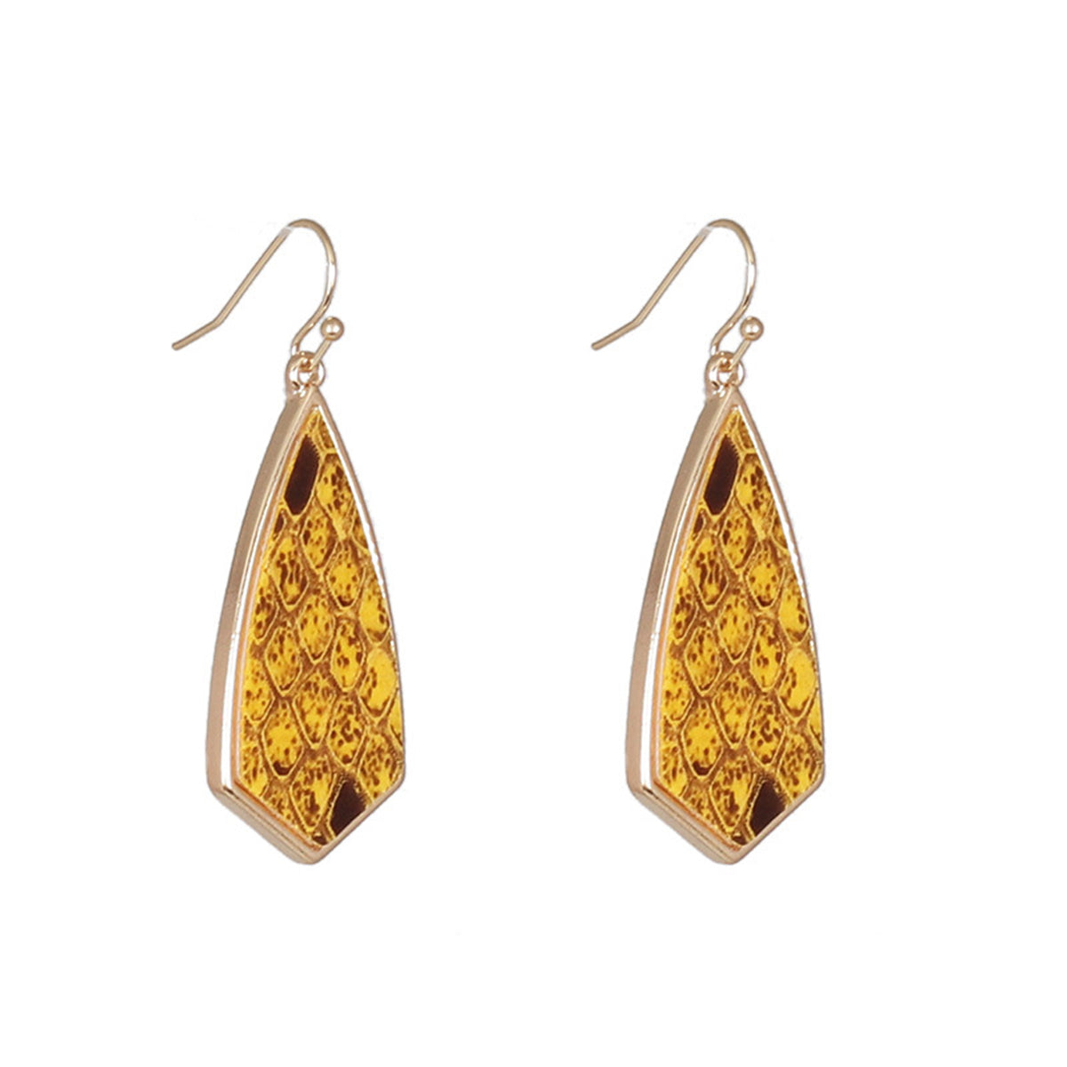 Yellow Polyurethane & 18K Gold-Plated Snakeskin-Embossed Drop Earrings