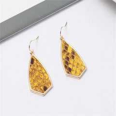 Yellow Polyurethane & 18K Gold-Plated Snakeskin-Embossed Drop Earrings