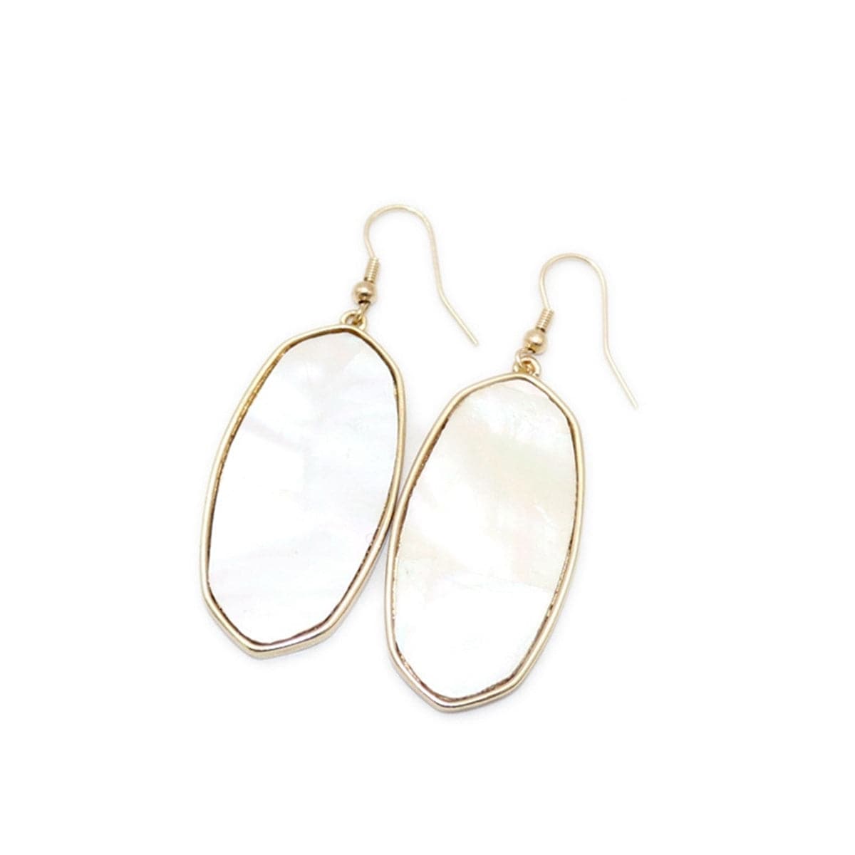Shell and 18K Gold-Plated Oval Drop Earrings, gold drop earrings for women, botanical inspired, front view