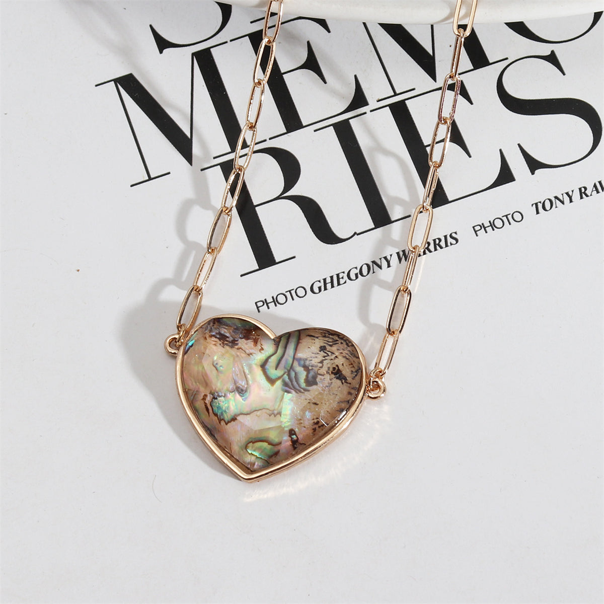 Abalone Shell & Resin 18K Gold-Plated Heart Pendant Necklace