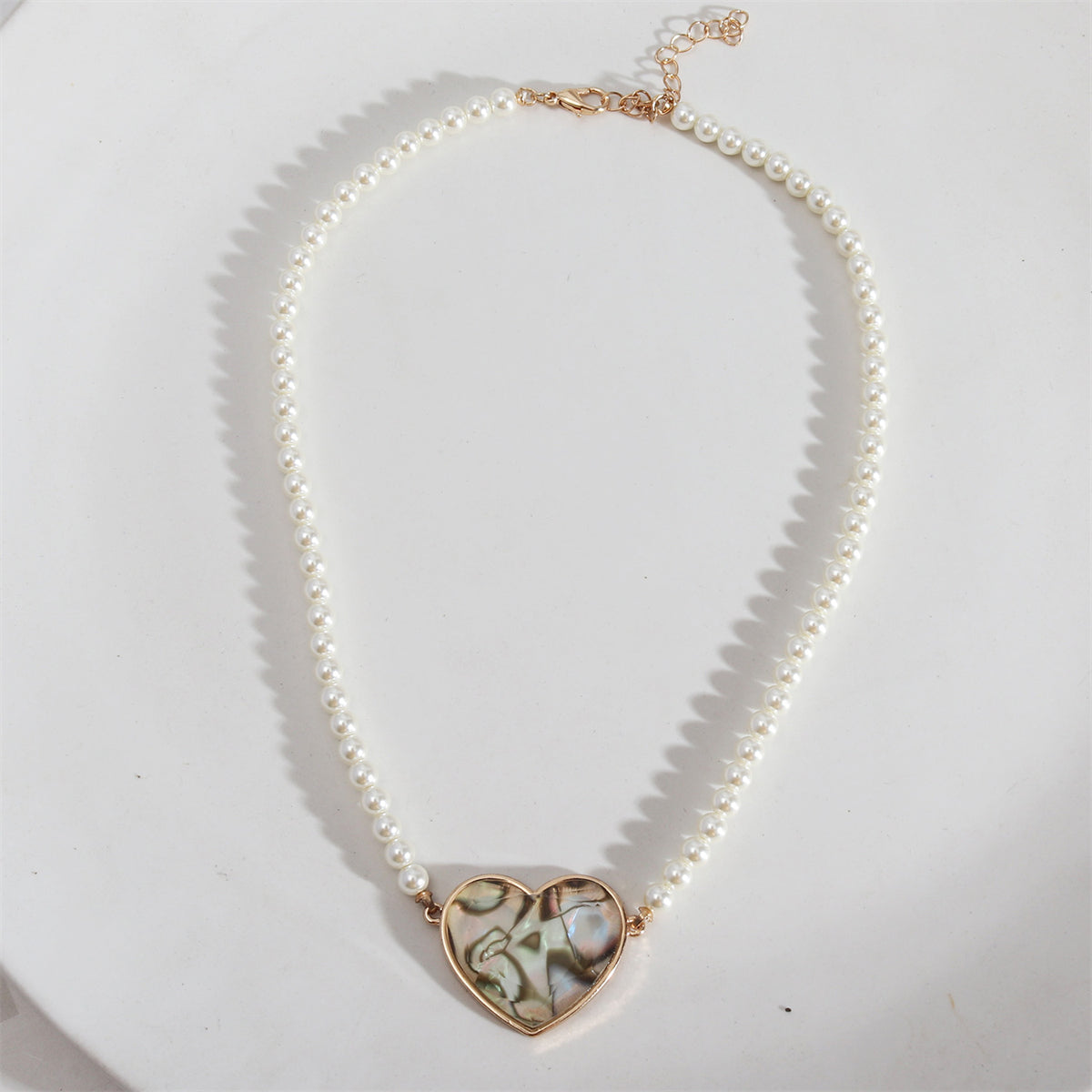 Shell & Pearl 18K Gold-Plated Heart Pendant Necklace