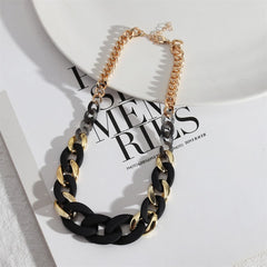 Black Resin & Acrylic 18K Gold-Plated Curb Chain Necklace