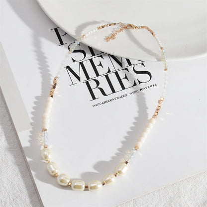 Pearl and Resin Acrylic 18K Gold-Plated Beaded Necklace, gold pendant necklace for women, everyday style, styled look