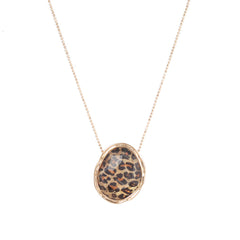 Leopard Resin & 18K Gold-Plated Oval Pendant Necklace