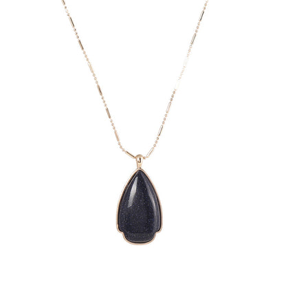 Black Quartz and 18K Gold-Plated Drop Pendant Necklace, gold pendant necklace for women, detail close-up
