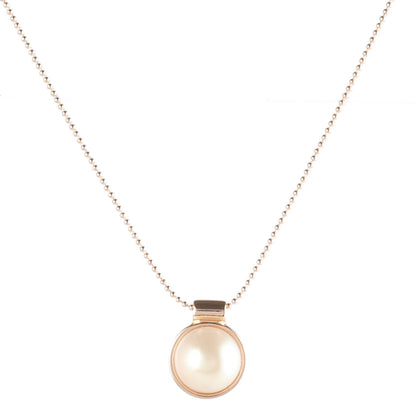 Pearl and 18K Gold-Plated Round Pendant Necklace, gold pendant necklace for women, botanical inspired, side view
