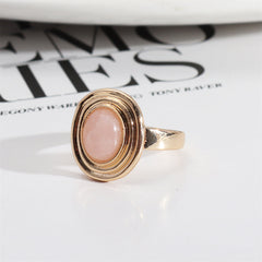 Pink Quartz & 18K Gold-Plated Oval-Cut Layered Ring