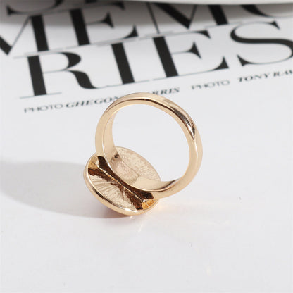 Pink Quartz and 18K Gold-Plated Oval-Cut Layered Ring, gold statement rings for women, everyday style, detail close-up