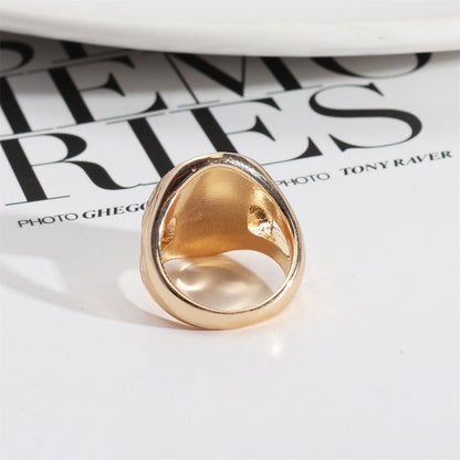 Abalone Shell and Resin 18K Gold-Plated Oval-Cut Ring, gold statement rings for women, dainty minimalist design, styled look