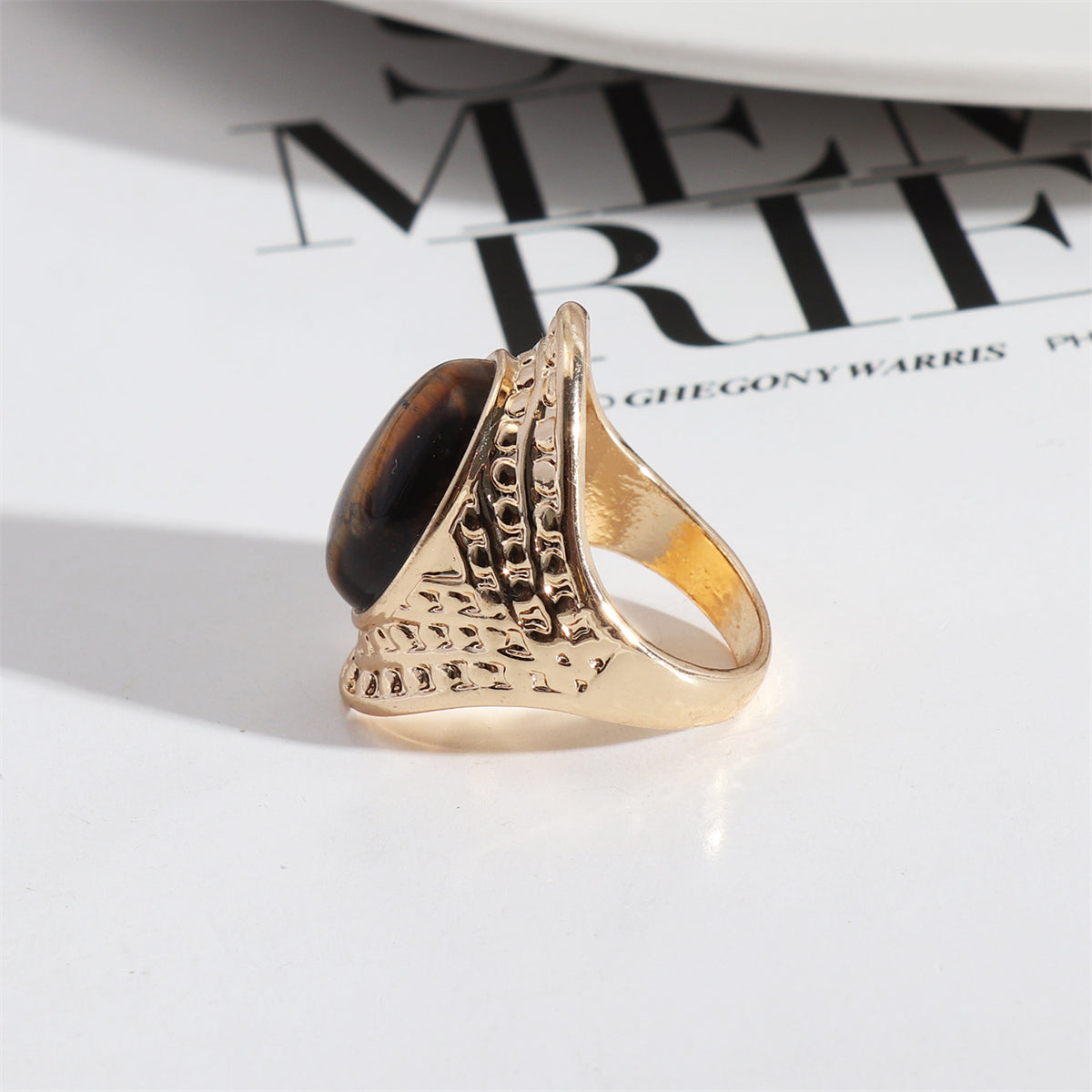 Brown Quartz & 18K Gold-Plated Oval-Cut Ring