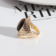 Brown Quartz & 18K Gold-Plated Oval-Cut Ring