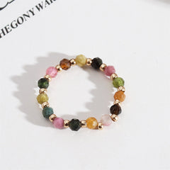 Pink & Green Multicolor Beaded Stretch Ring