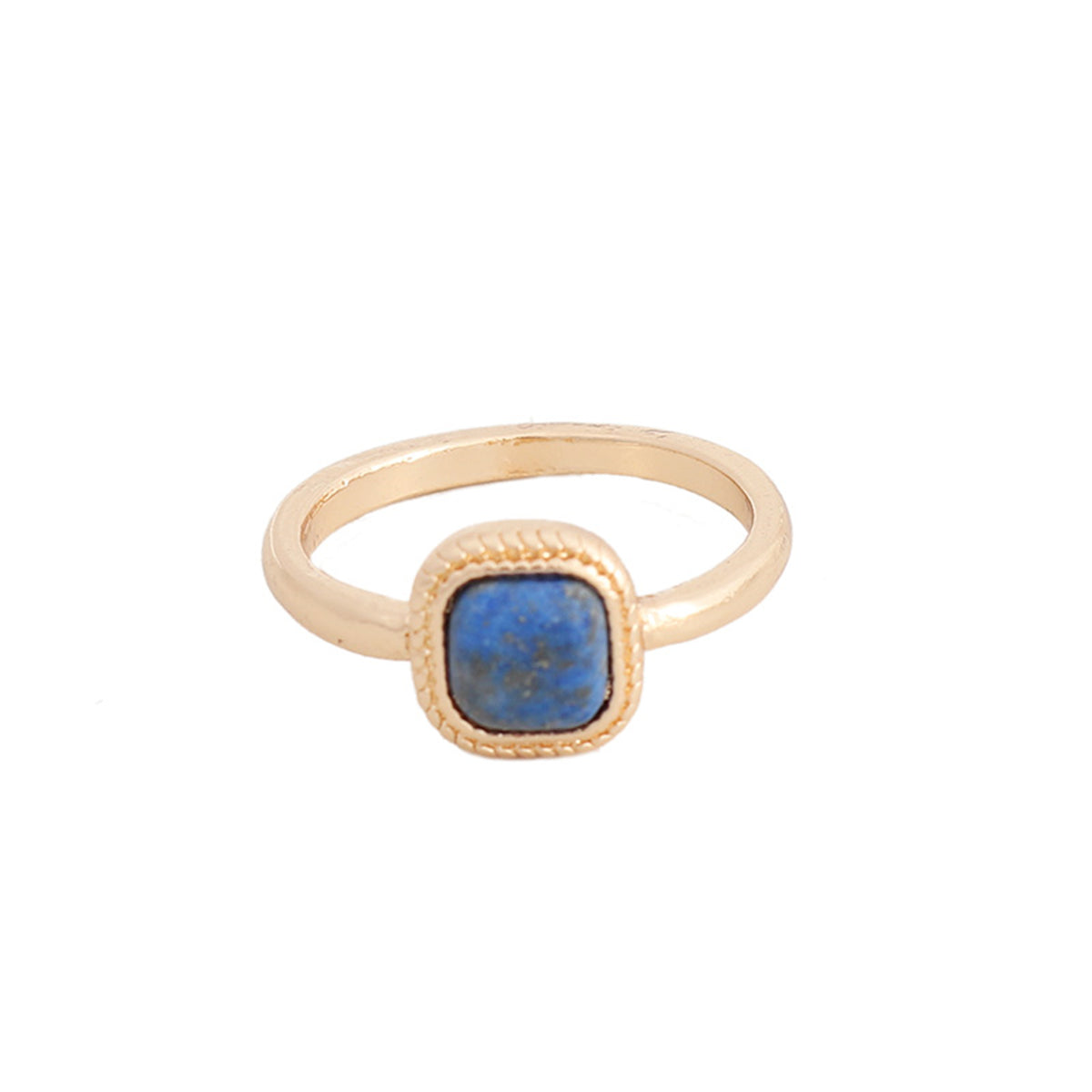 Lapis and 18K Gold-Plated Square Ring, gold statement rings for women, elegant gift for her, side view
