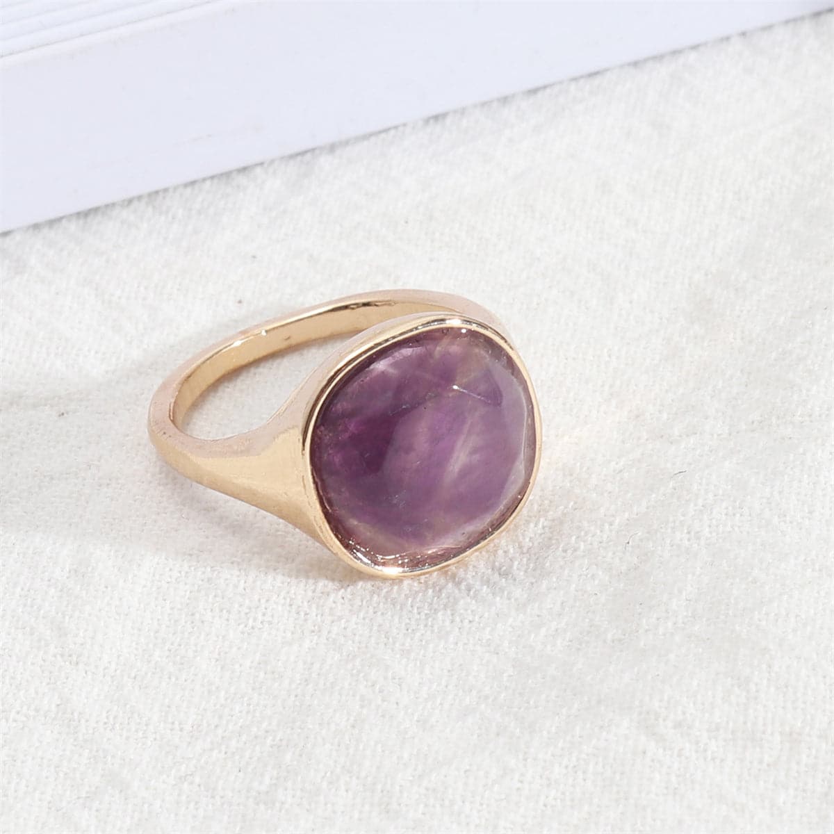 Purple Quartz & 18K Gold-Plated Cushion-Cut Ring